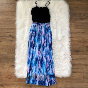 Zara Terez Wide Leg Jumpsuit Black Blue Printed Girls Large